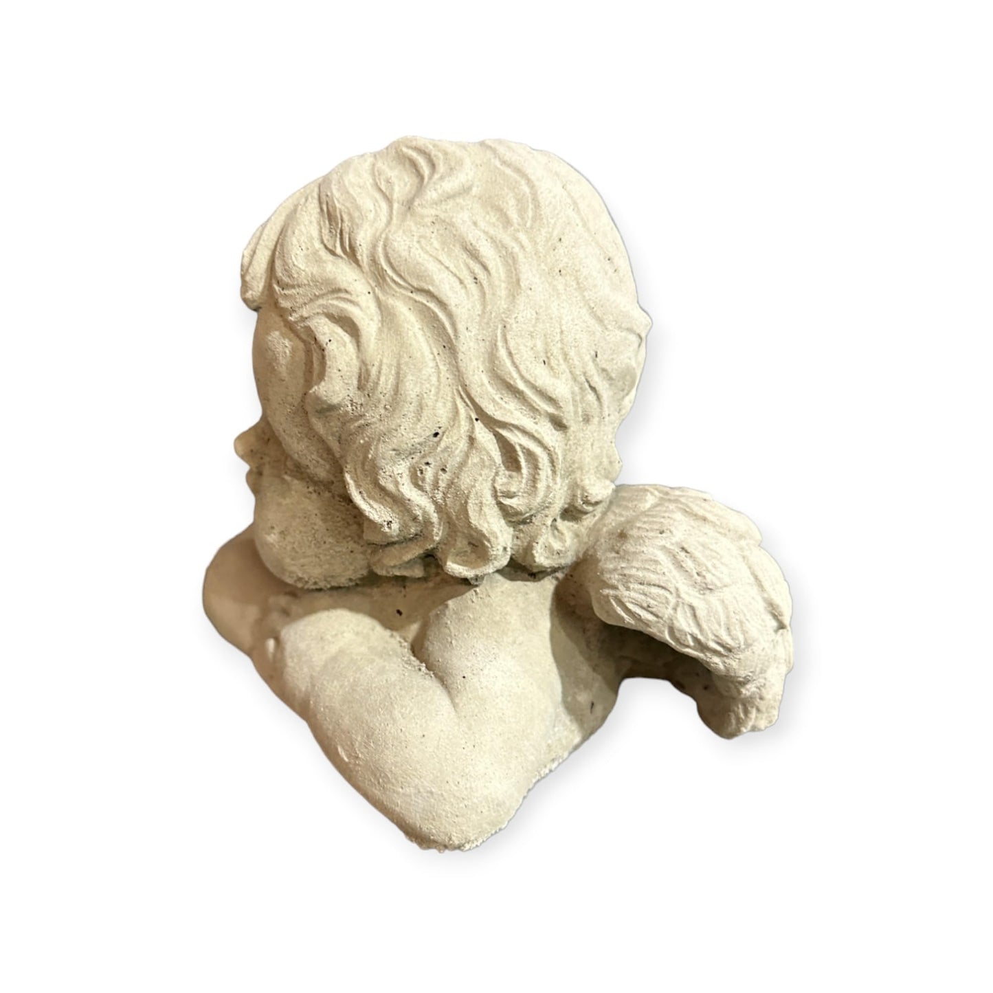 Kleine Engel-Steinfigur als sentimentale Dekoration. Gewicht: 2,2 kg; Maße: 14 cm Höhe, 16 cm Breite, 11 cm Tiefe. Frostsicherer Steinguss aus eigener Produktion in Deutschland.