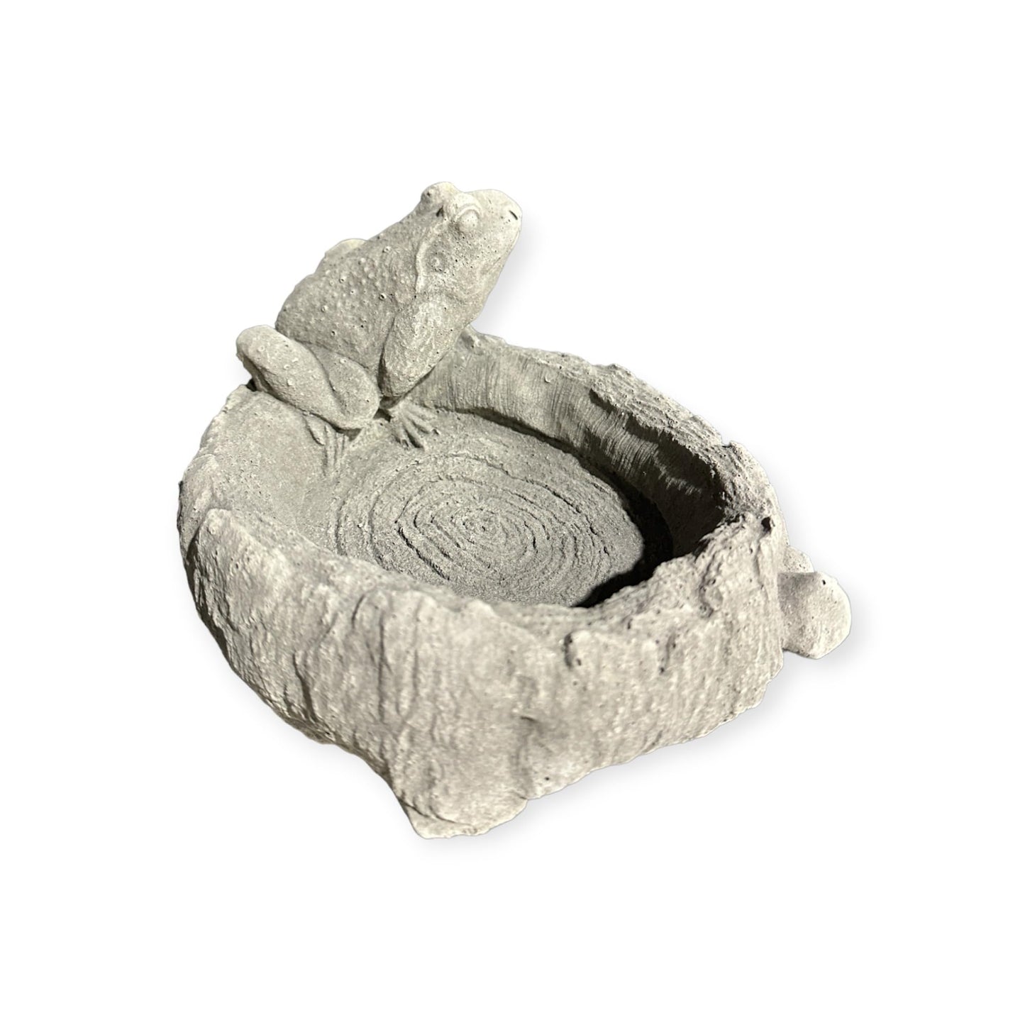 Vogeltränke mit sitzendem, realistisch gestaltetem Frosch (3 kg, 14/23/19 cm)