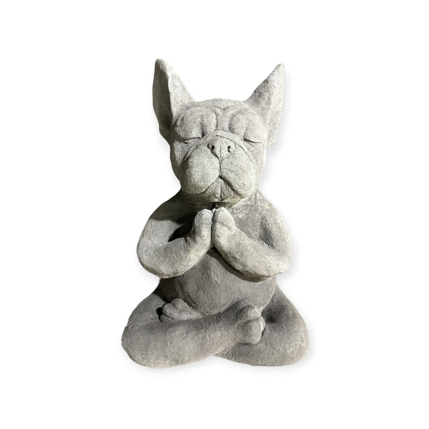 Steinfigur Yoga Französische Bulldogge Massiv Gartenfigur Geschenkidee Höhe 30cm Gewicht ca. 8kg Frenchie
