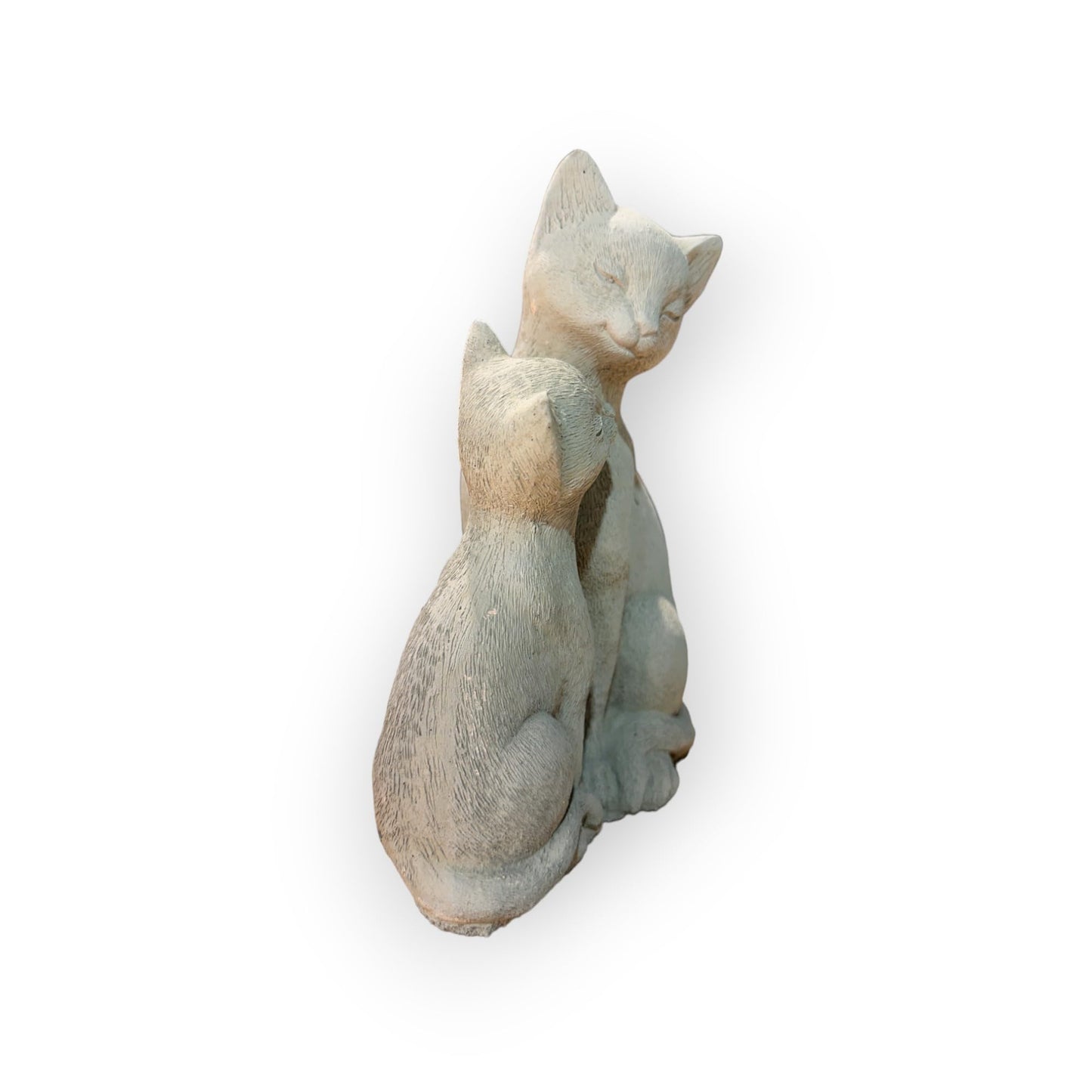 Anmutiges Katzenpaar beim Schmusen - Wetterfeste Steinguss-Skulpturen (Maße: 21/16/8 cm) für Haus und Garten
