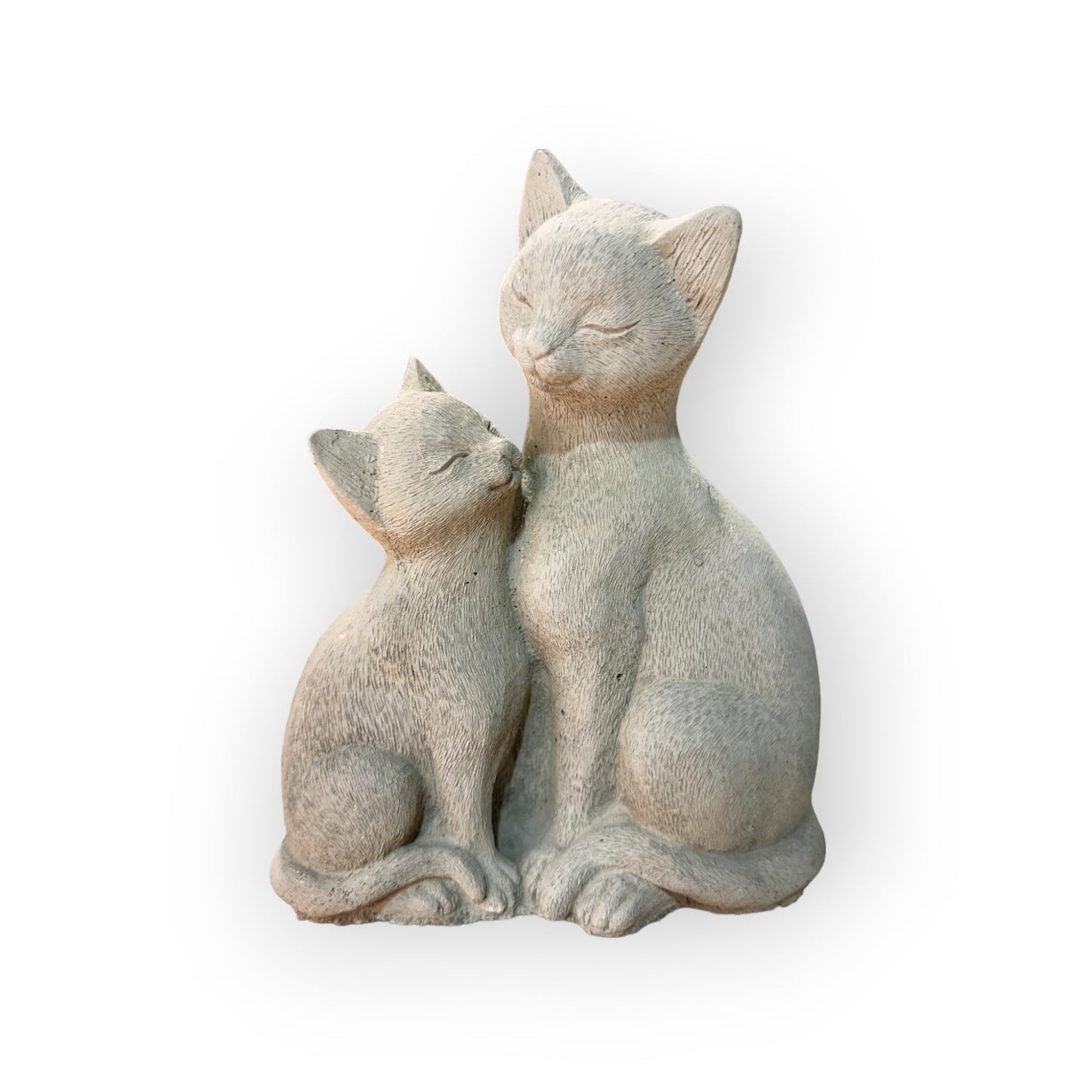 Anmutiges Katzenpaar beim Schmusen - Wetterfeste Steinguss-Skulpturen (Maße: 21/16/8 cm) für Haus und Garten