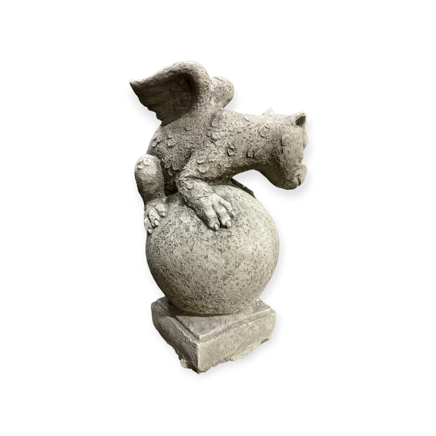 Drache auf Kugel: Massive Steinfigur, Steinguss, 8kg, 32x19x18cm, Frostsicher für Haus und Garten