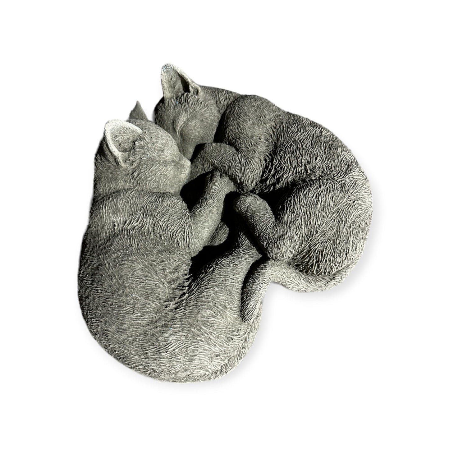 Frostresistente Steinfigur 'Eingerollte Katzen' - 14x28x26 cm - Handgefertigt in Deutschland