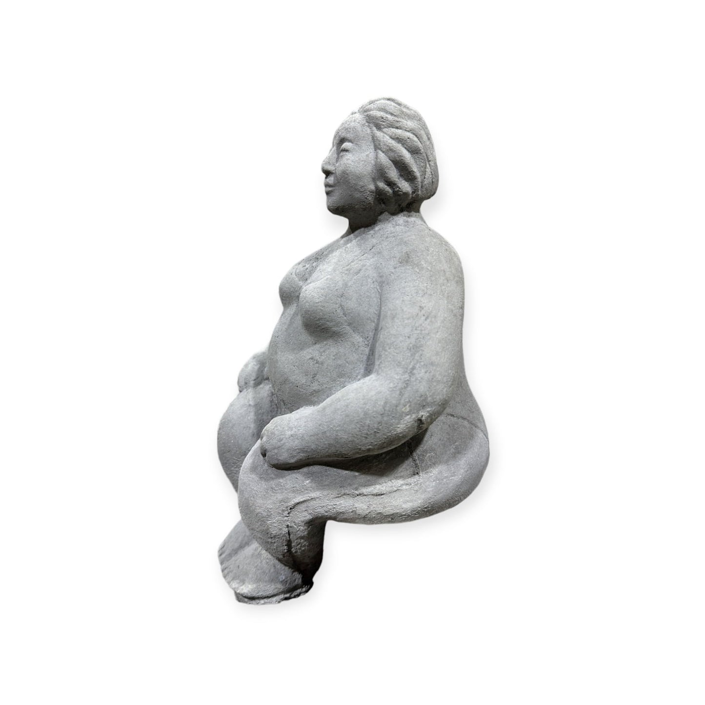 Kantenhocker - Eva auf Kante sitzend - Massiver Steinguss aus eigener Produktion in Deutschland - H/B/T 41/12/15 cm, ca. 4,4 kg