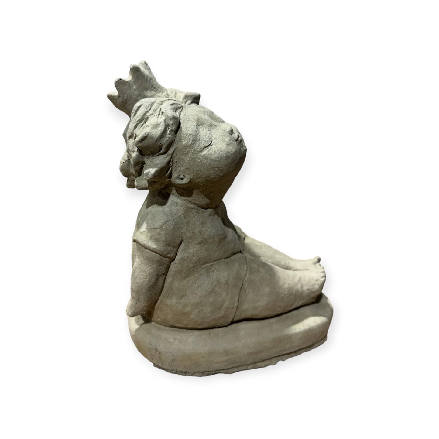 Elegante Ballerina Skulptur mit Krone, Natur unbemalt Sandfarben - Handgefertigt in Deutschland Maße H/B/T in cm 24/14/19 Frostsicher für Haus und Garten