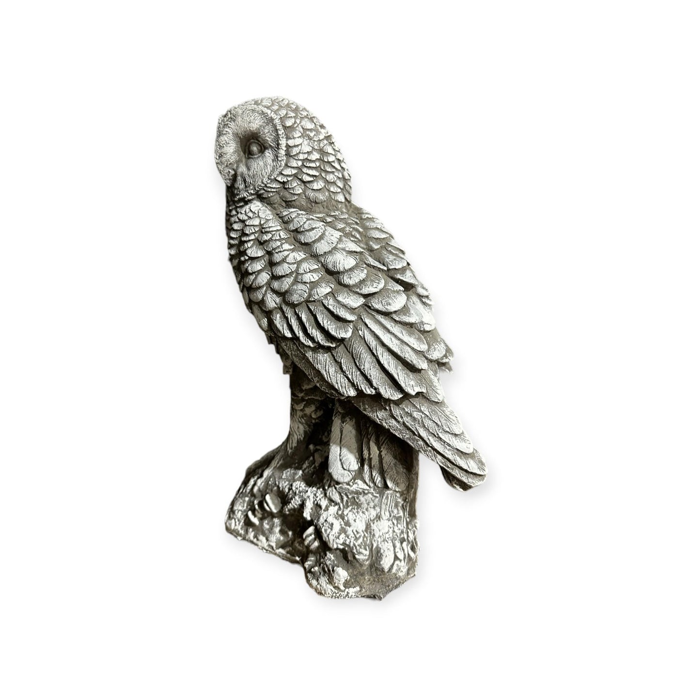 Große Steinfigur - Sitzende Eule auf Baumstamm Maße (H/B/T): 44/27/15 cm, ca. 12,5 kg schwer für Haus und Garten