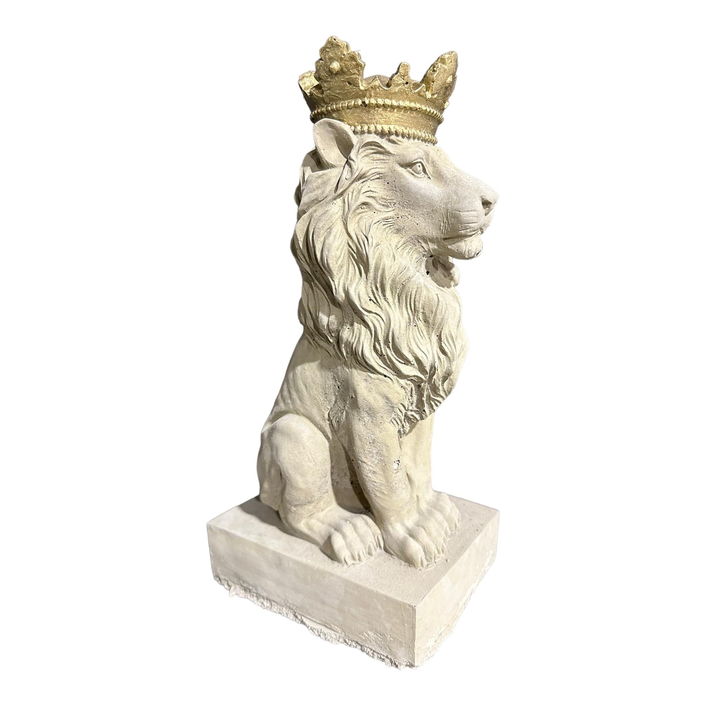 Steinfigur - frostsicherer König der Löwen mit Goldener Krone - 36cm hoch und 7kg schwer aus eigener Produktion