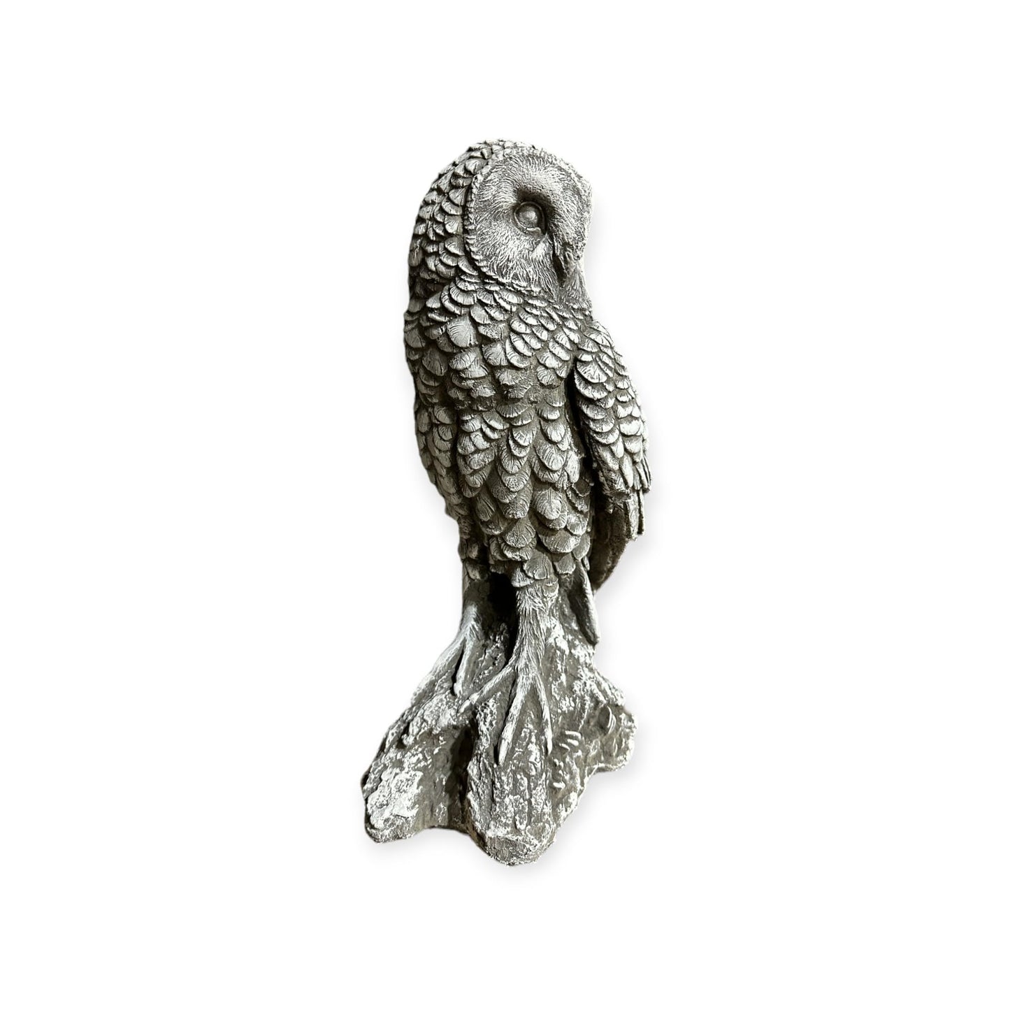 Große Steinfigur - Sitzende Eule auf Baumstamm Maße (H/B/T): 44/27/15 cm, ca. 12,5 kg schwer für Haus und Garten