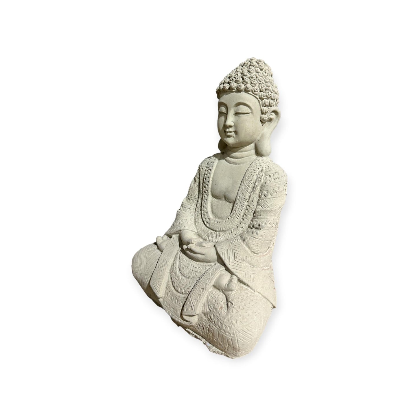Frostsichere sitzende Buddha Steinfigur - Handgefertigt in Deutschland - H 22cm x B 14cm x T 8cm