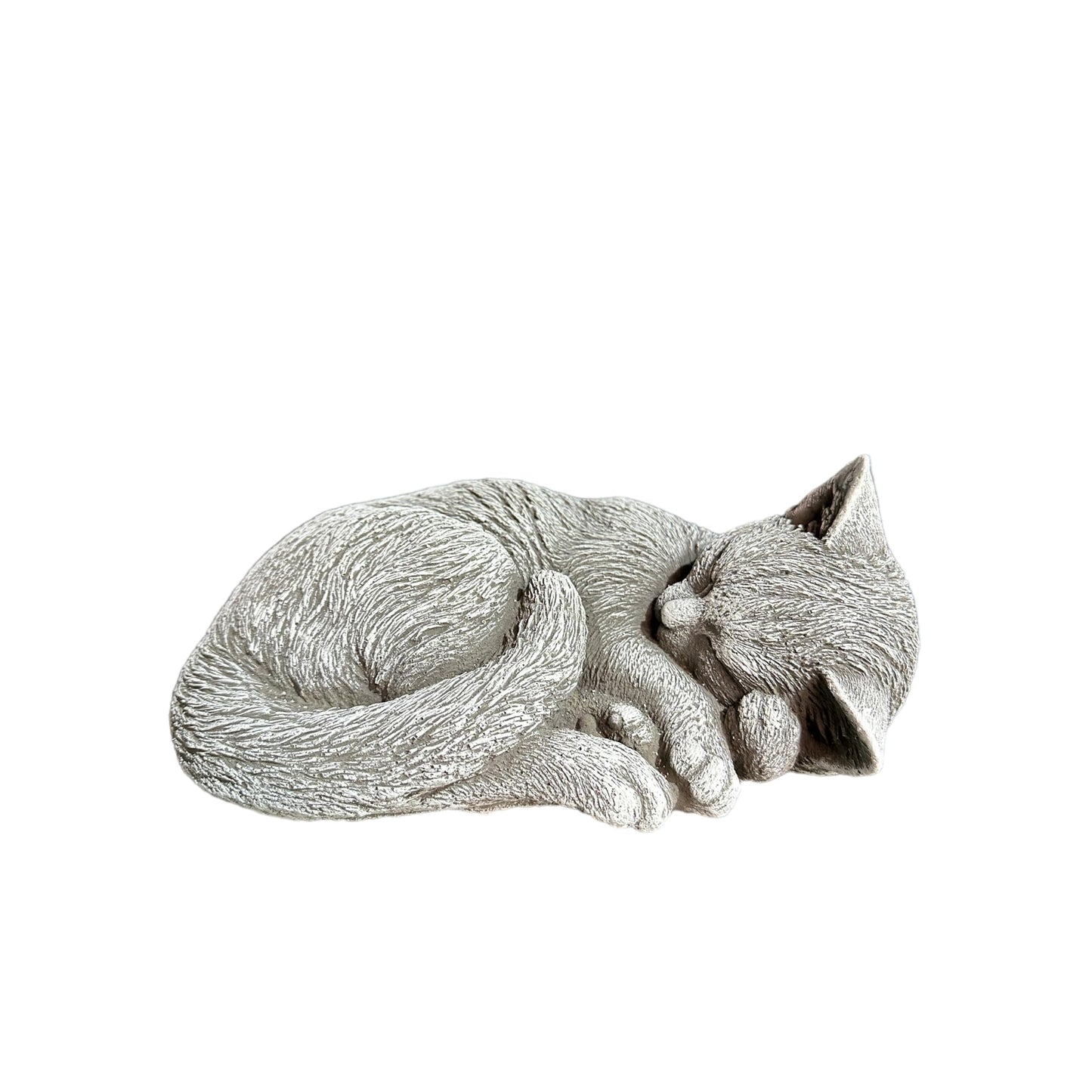 Steinfigur Katze Luna, schlafende Katze aus massiven Steinguss (Beton) frostsicher für Garten