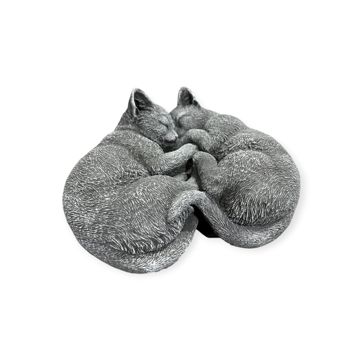 Frostresistente Steinfigur 'Eingerollte Katzen' - 14x28x26 cm - Handgefertigt in Deutschland für Haus und Garten