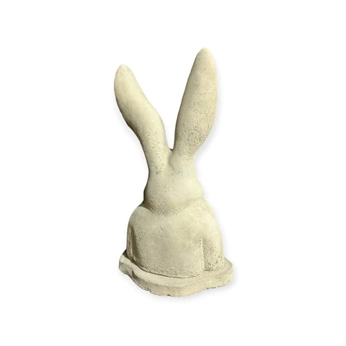 Moderner aufgestützter Hase - Steinfigur mit stehenden Ohren (H/B/T: 31/17/13 cm, 3,5 kg) Steinguss für Haus und Garten