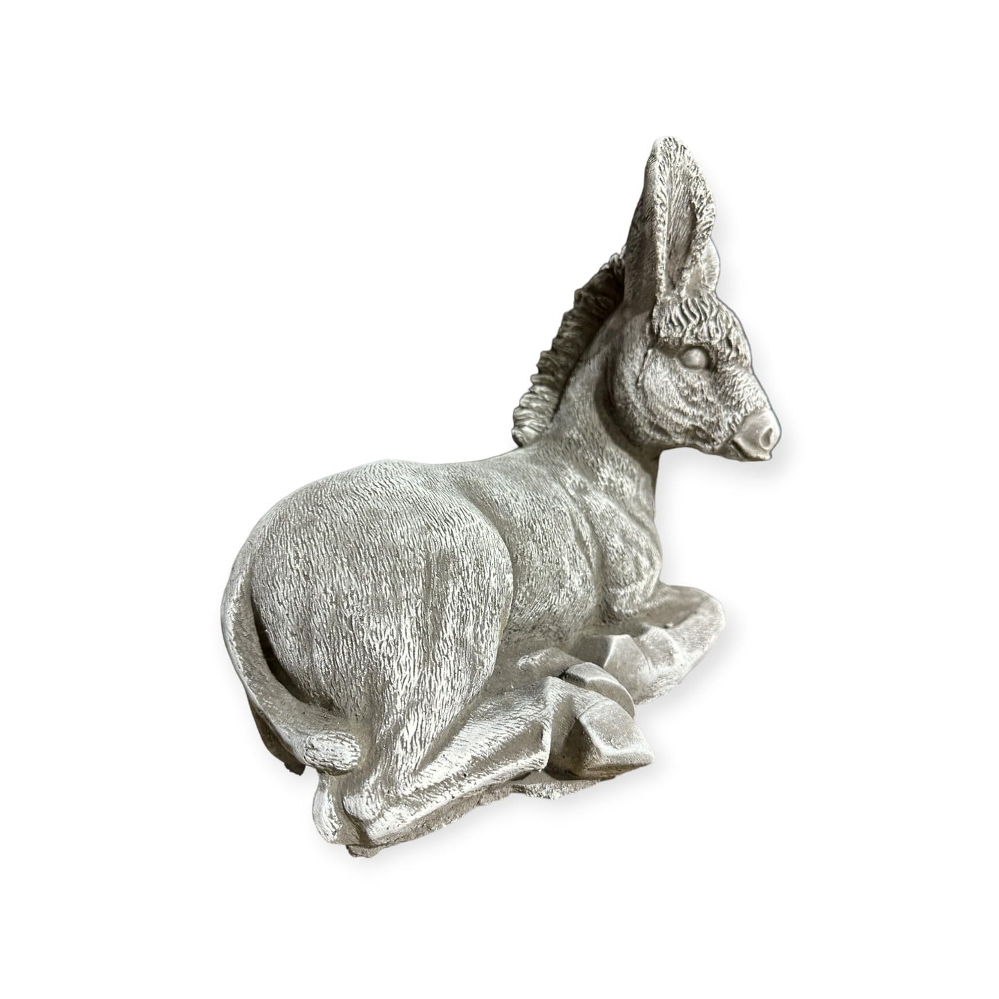 Liegender Esel aus Stein - Natürlicher Charme für Ihren Garten (H/B/T: 26/32/17 cm) in Grau/Weiß