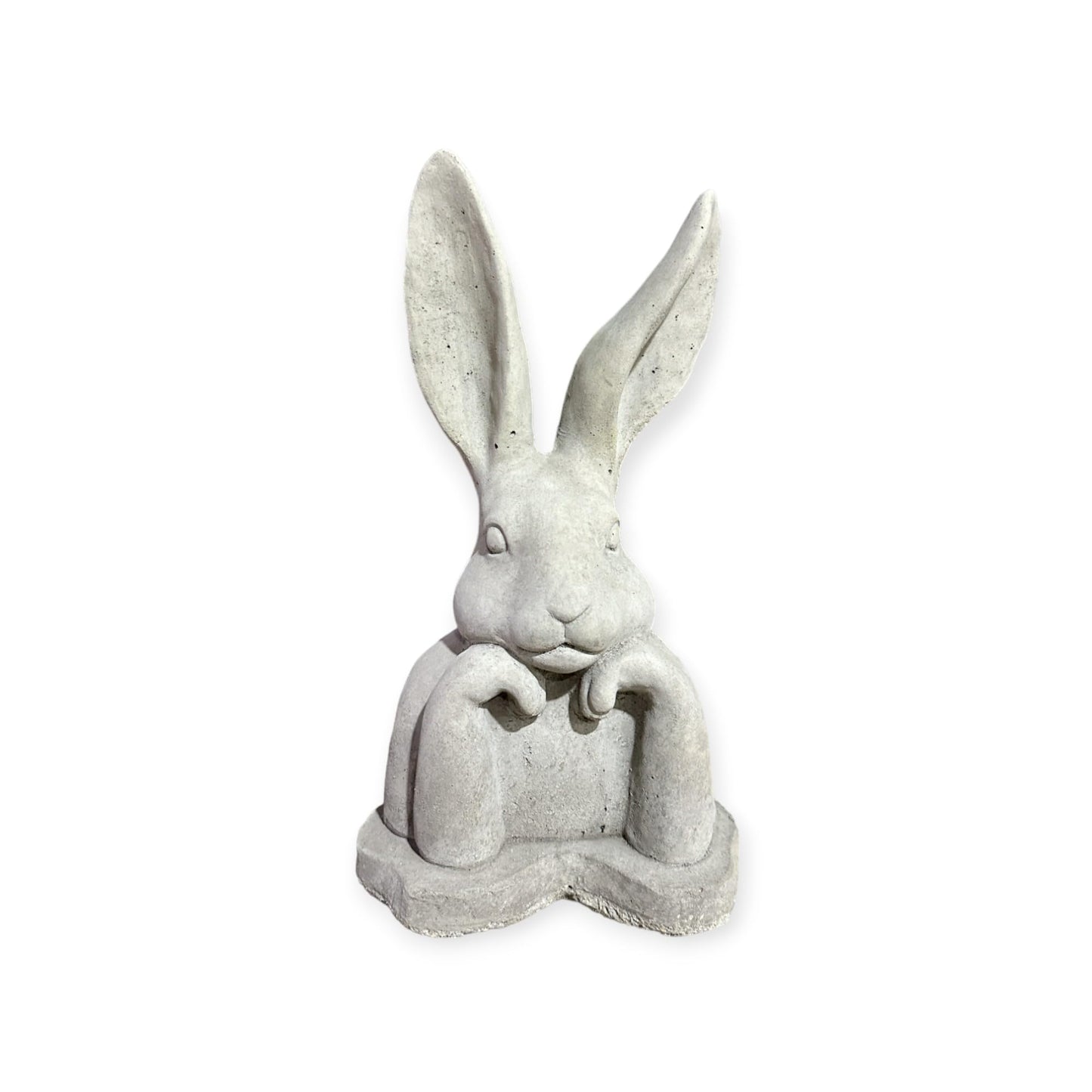 Kleiner aufgestützter Hase - Steinfigur mit stehenden Ohren (H/B/T: 31/17/13 cm, 3,5 kg) Steinguss für Haus und Garten