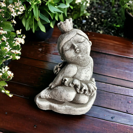 Elegante Frostbeständige Ballerina Skulptur mit Goldener Krone - Handgefertigt in Deutschland Steinfigur für Haus und Garten