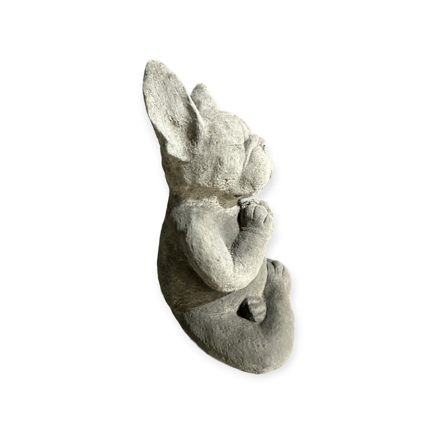 Steinfigur Yoga Französische Bulldogge Massiv Gartenfigur Geschenkidee Höhe 30cm Gewicht ca. 8kg Frenchie