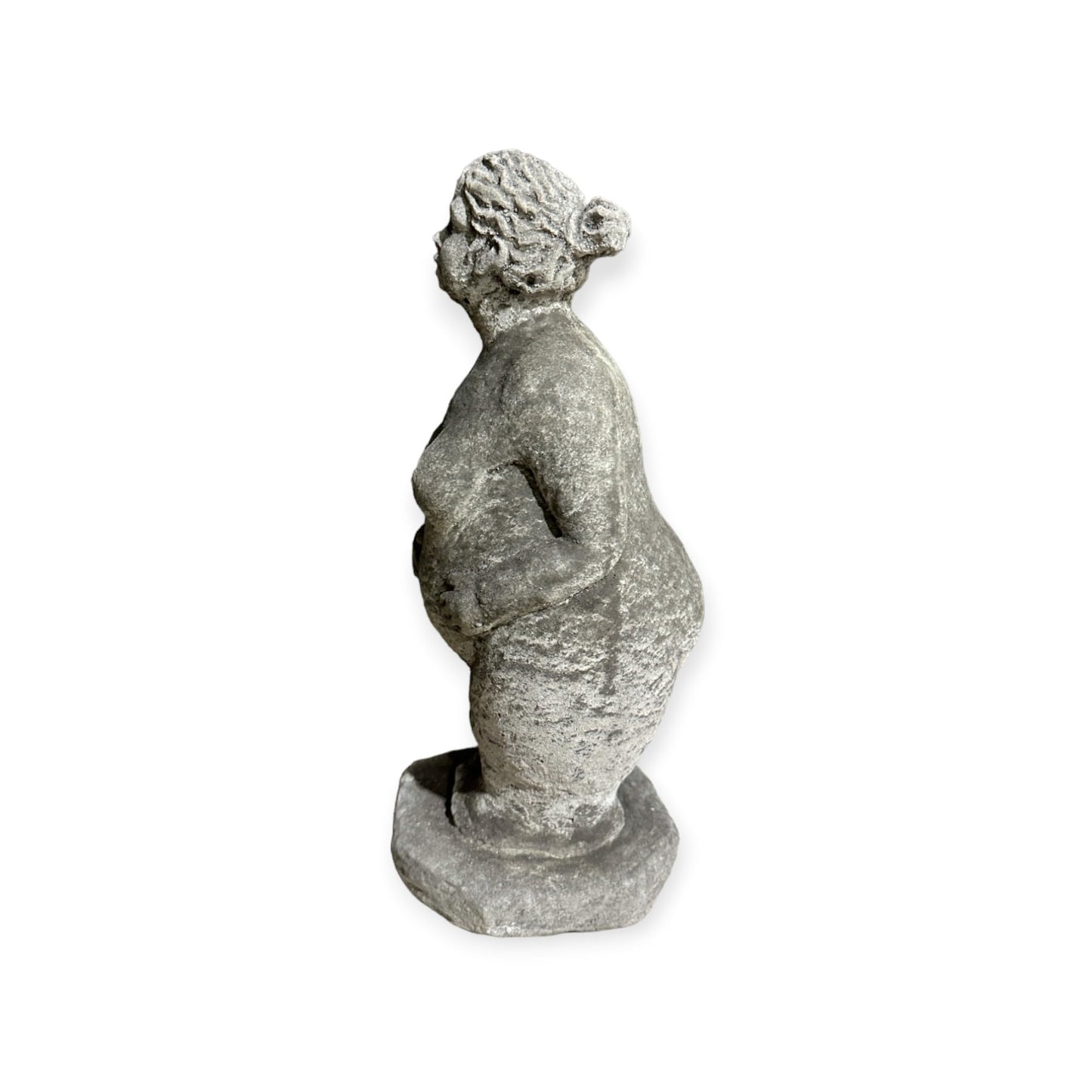 Dicke Dame mit Zöpfen als Steinfigur (H/B/T: 33/14/14 cm, 5,5 kg)