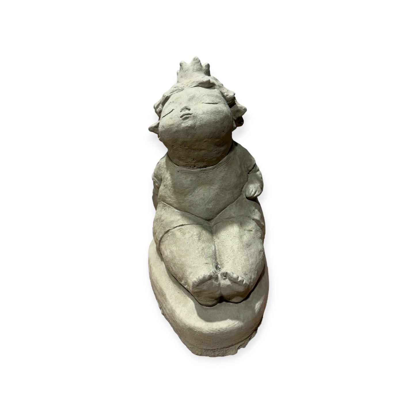 Elegante Ballerina Skulptur mit Krone, Natur unbemalt Sandfarben - Handgefertigt in Deutschland Maße H/B/T in cm 24/14/19 Frostsicher für Haus und Garten