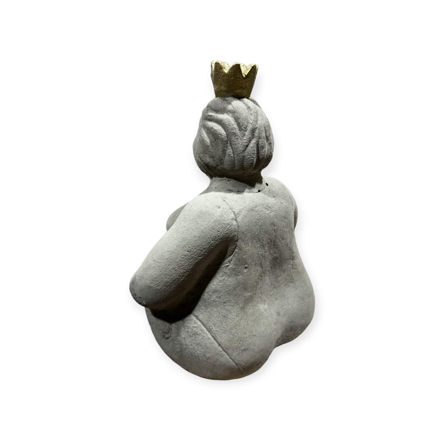 Kantenhocker - Eva auf Kante sitzend mit Goldener Krone - Massiver Steinguss aus eigener Produktion in Deutschland - H/B/T 41/12/15 cm, ca. 4,4 kg