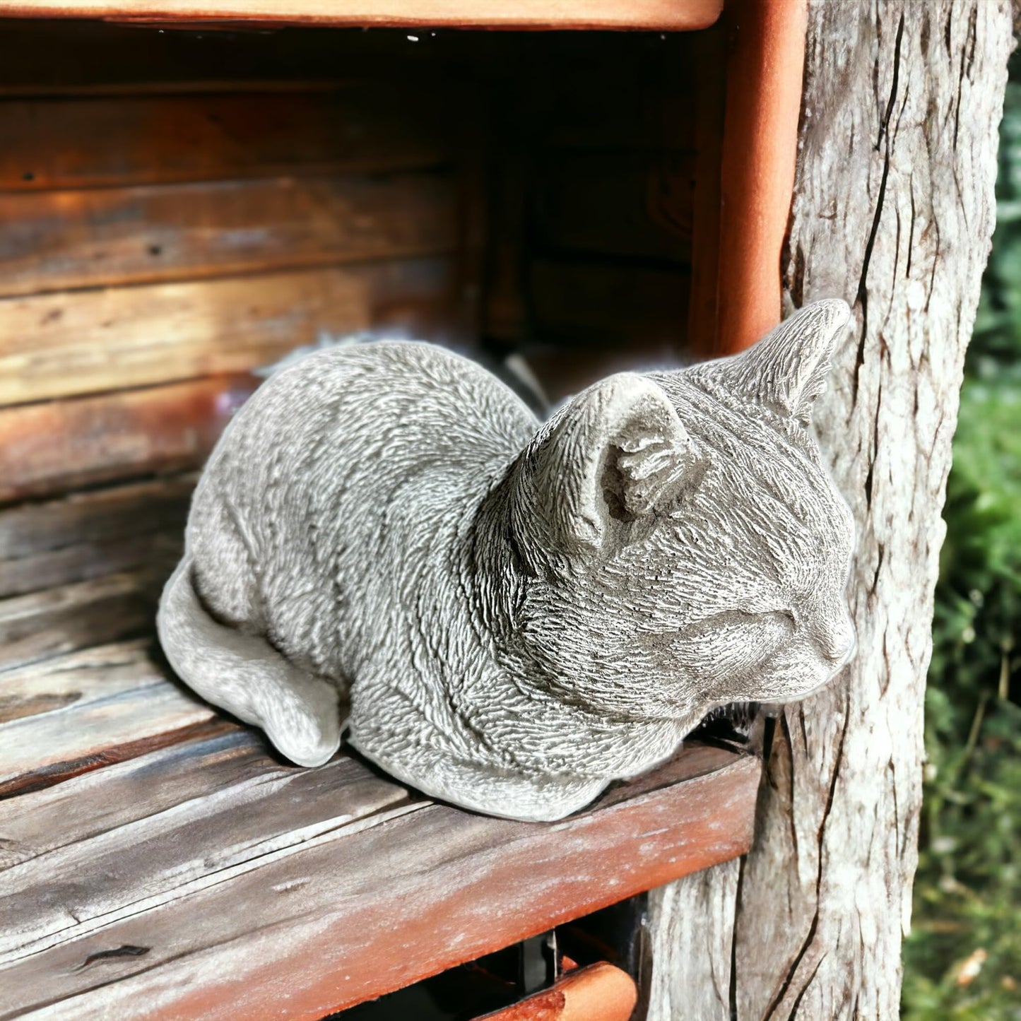 Steinfigur Katze Mia für Garten und Terrasse aus frostsicherem Steinguss…