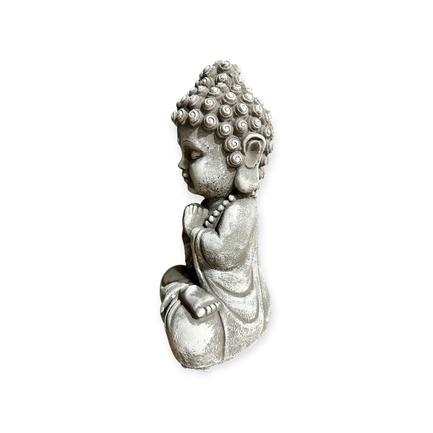Liebenswerter Gartenmönch - Kleine Mönch-Figur für Zauberhafte Gärten (Maße H/B/T 26/12/9 cm, ca. 2,25 kg) Frostsichere Steinfigur aus Beton Grau/Weiß