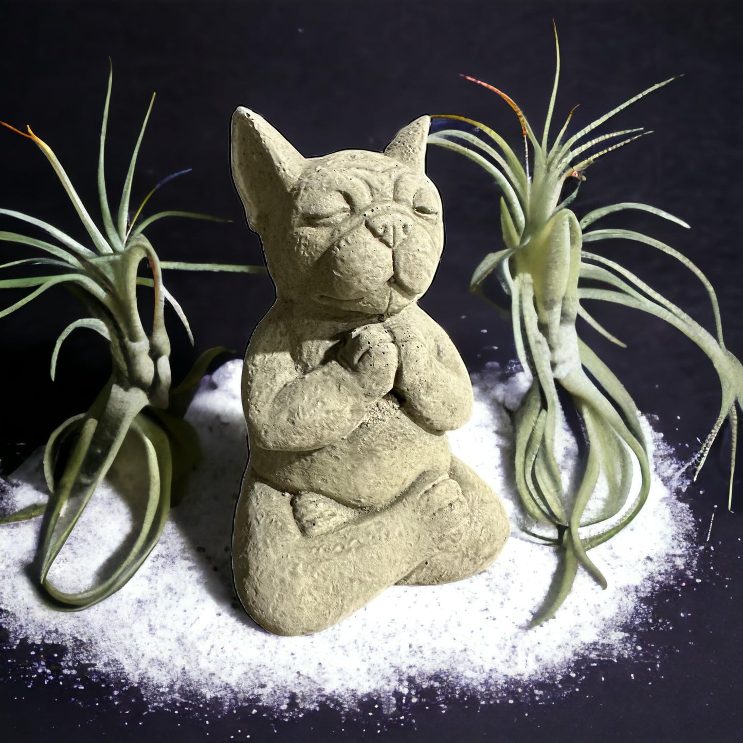 Mini Yoga Französische Bulldogge Massiv Gartenfigur Geschenkidee Höhe 14cm Gewicht ca. 1kg Frenchie