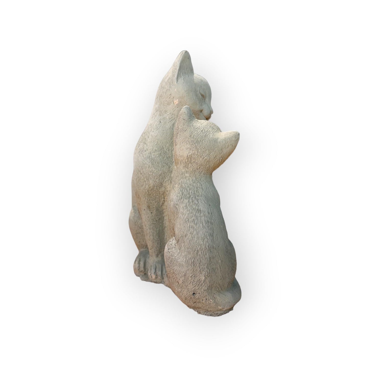 Anmutiges Katzenpaar beim Schmusen - Wetterfeste Steinguss-Skulpturen (Maße: 21/16/8 cm) für Haus und Garten