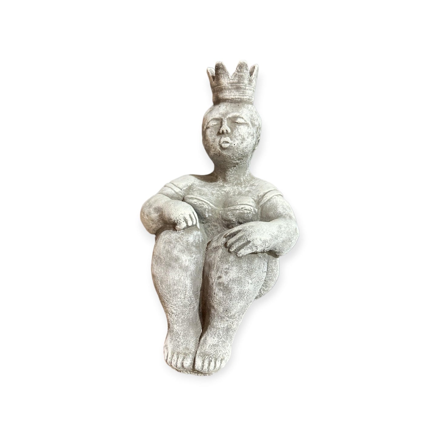 Sitzende Prinzessin mit großer Krone als robuste Steinfigur. Frostsicher. Massiv. 28cm Höhe und ca. 6,25kg Gewicht. Skulptur