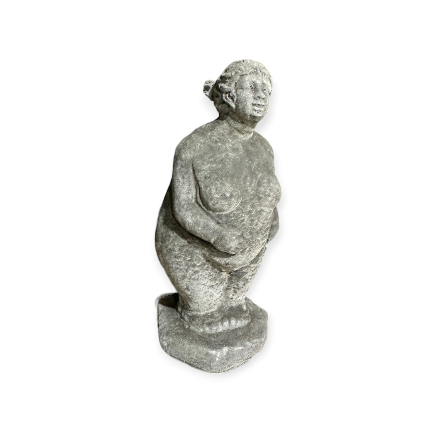 Dicke Dame mit Zöpfen als Steinfigur (H/B/T: 33/14/14 cm, 5,5 kg)