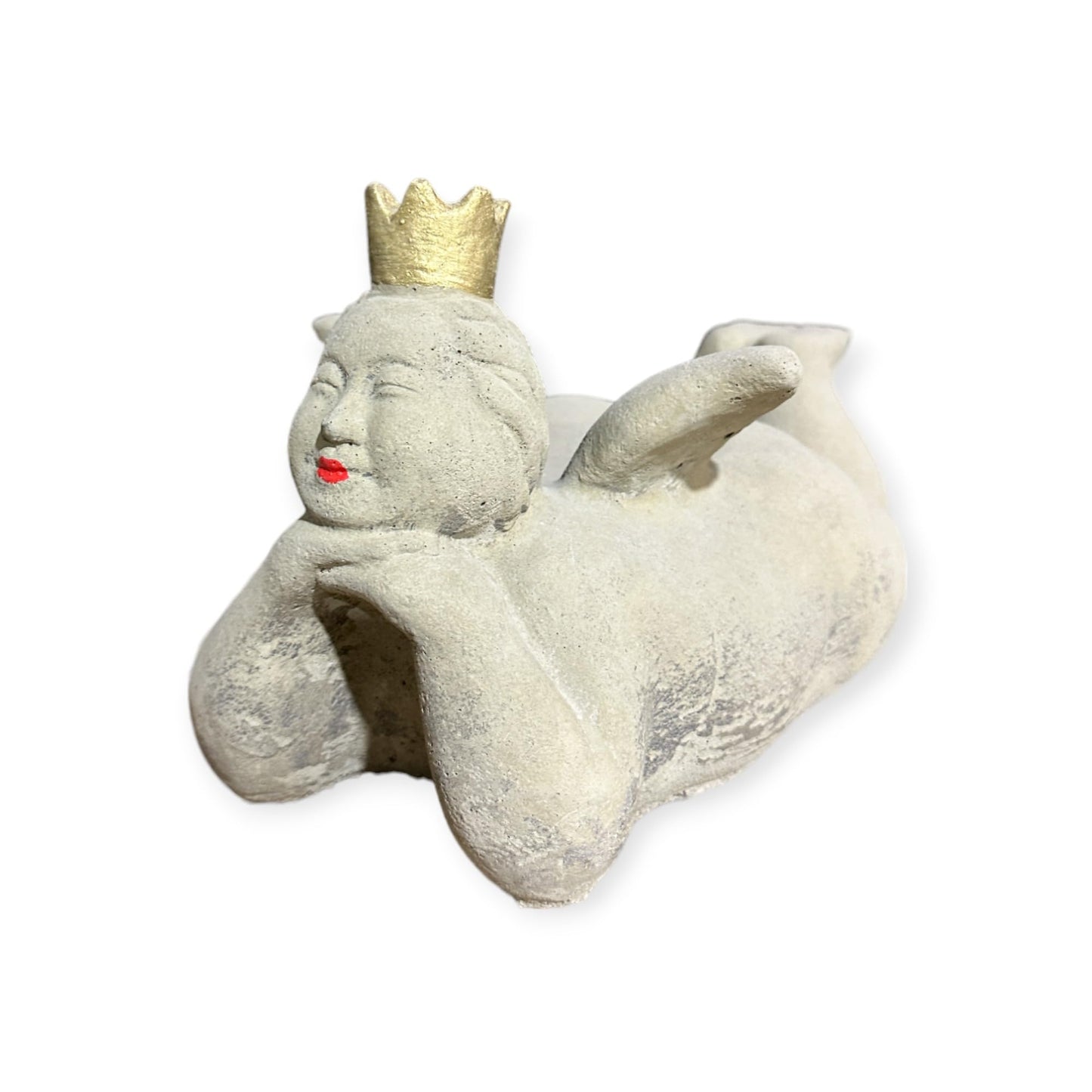 Dicke Prinzessin mit Krone - Massiver Steinguss, Handgefertigt in Deutschland, 8,4 kg, H/B/T 18/18/33