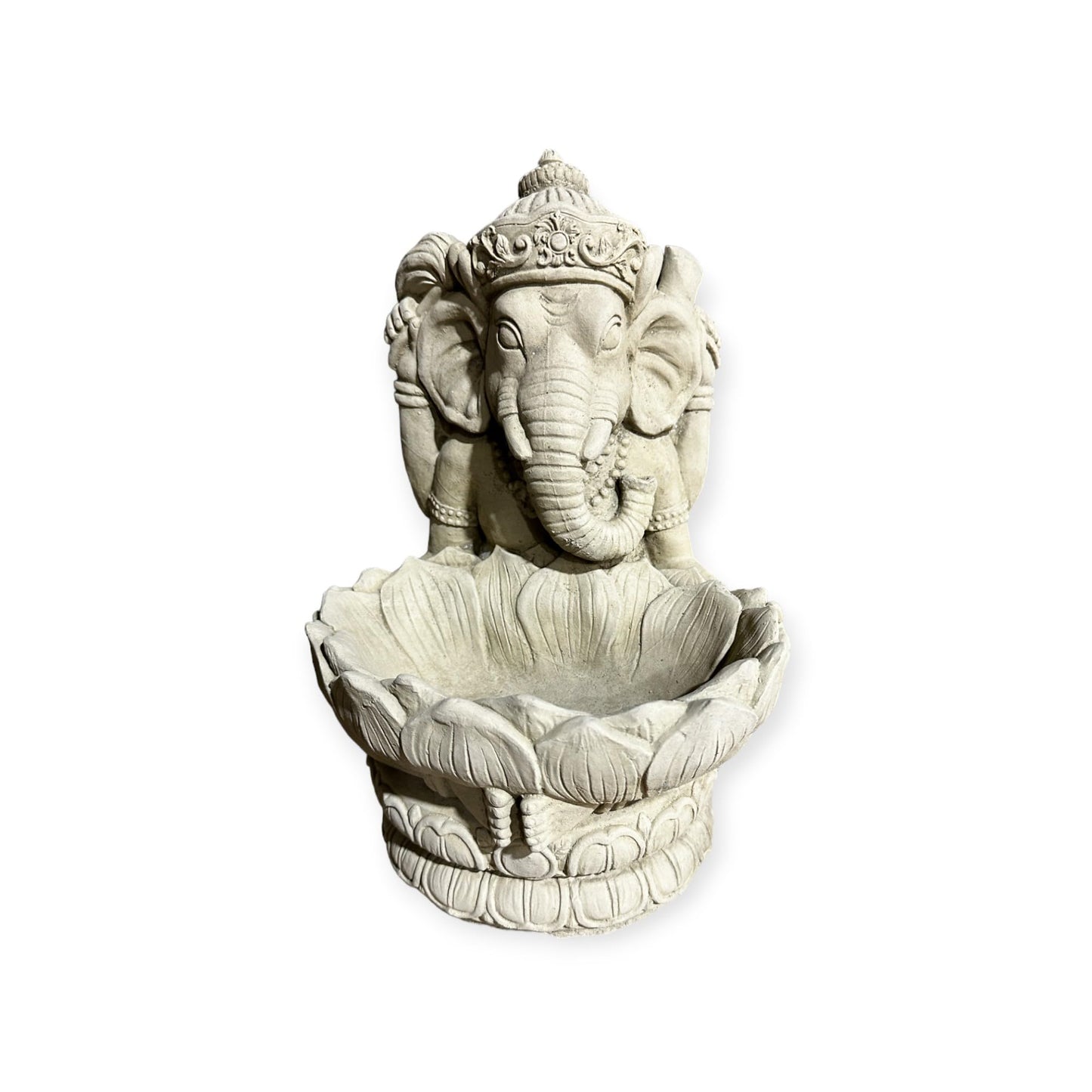 Ganesha mit Großer Lotusblüte - Pflanzbarer Steinguss für spirituelle Gärten