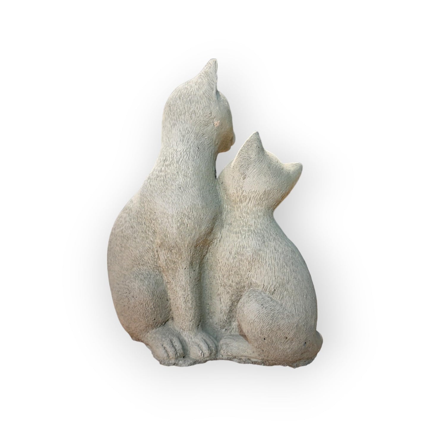 Anmutiges Katzenpaar beim Schmusen - Wetterfeste Steinguss-Skulpturen (Maße: 21/16/8 cm) für Haus und Garten
