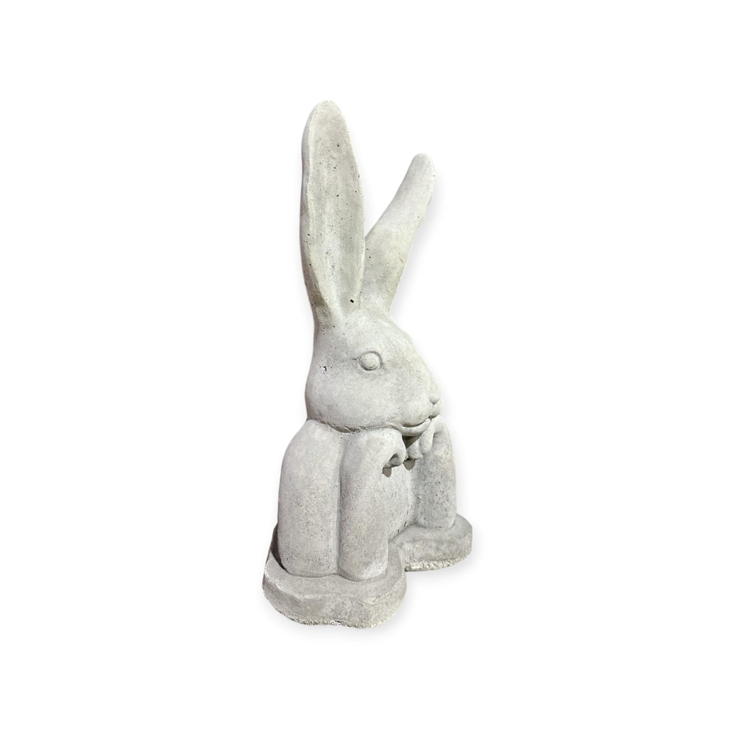 Kleiner aufgestützter Hase - Steinfigur mit stehenden Ohren (H/B/T: 31/17/13 cm, 3,5 kg) Steinguss für Haus und Garten