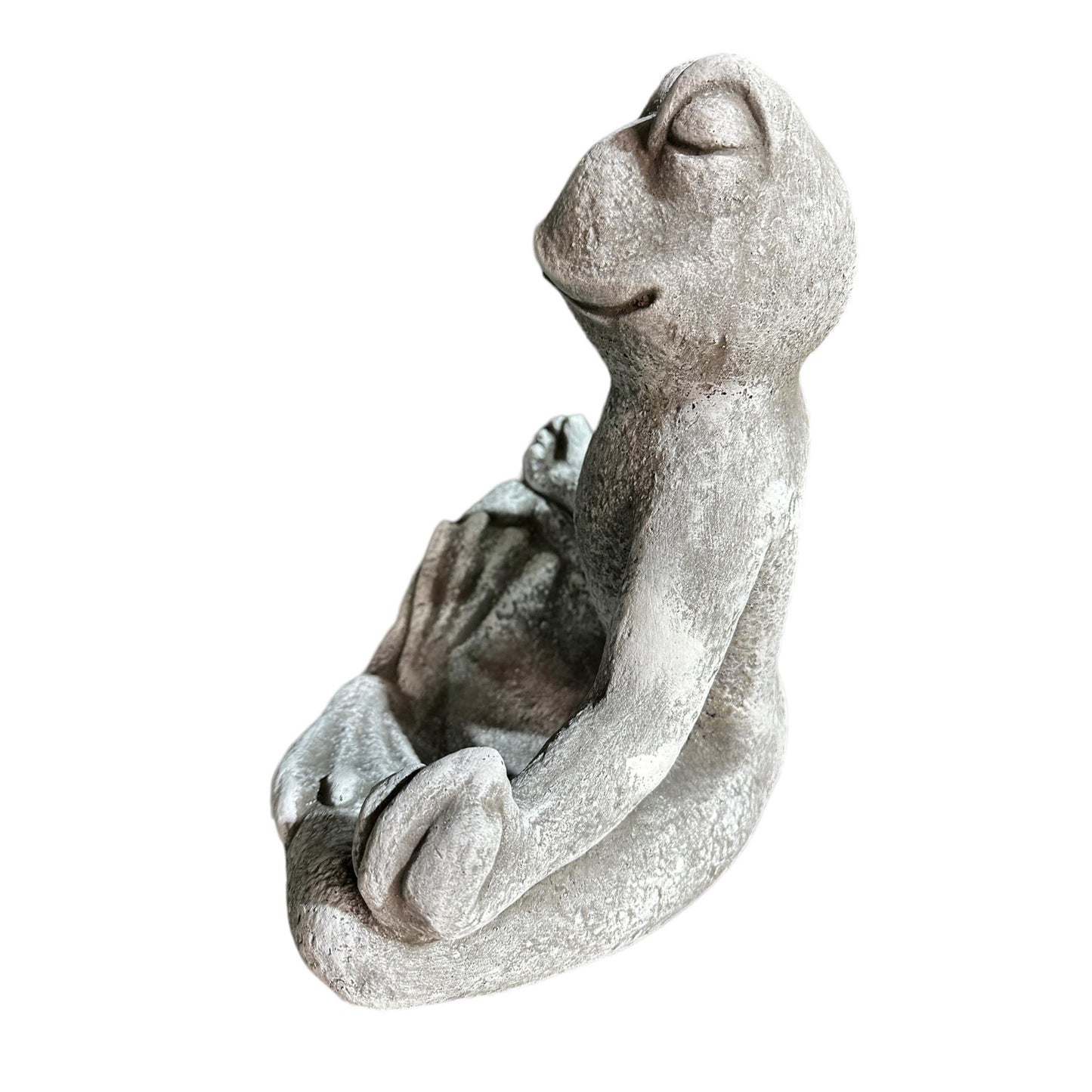 Steinfigur Frosch Rudi in Yogahaltung