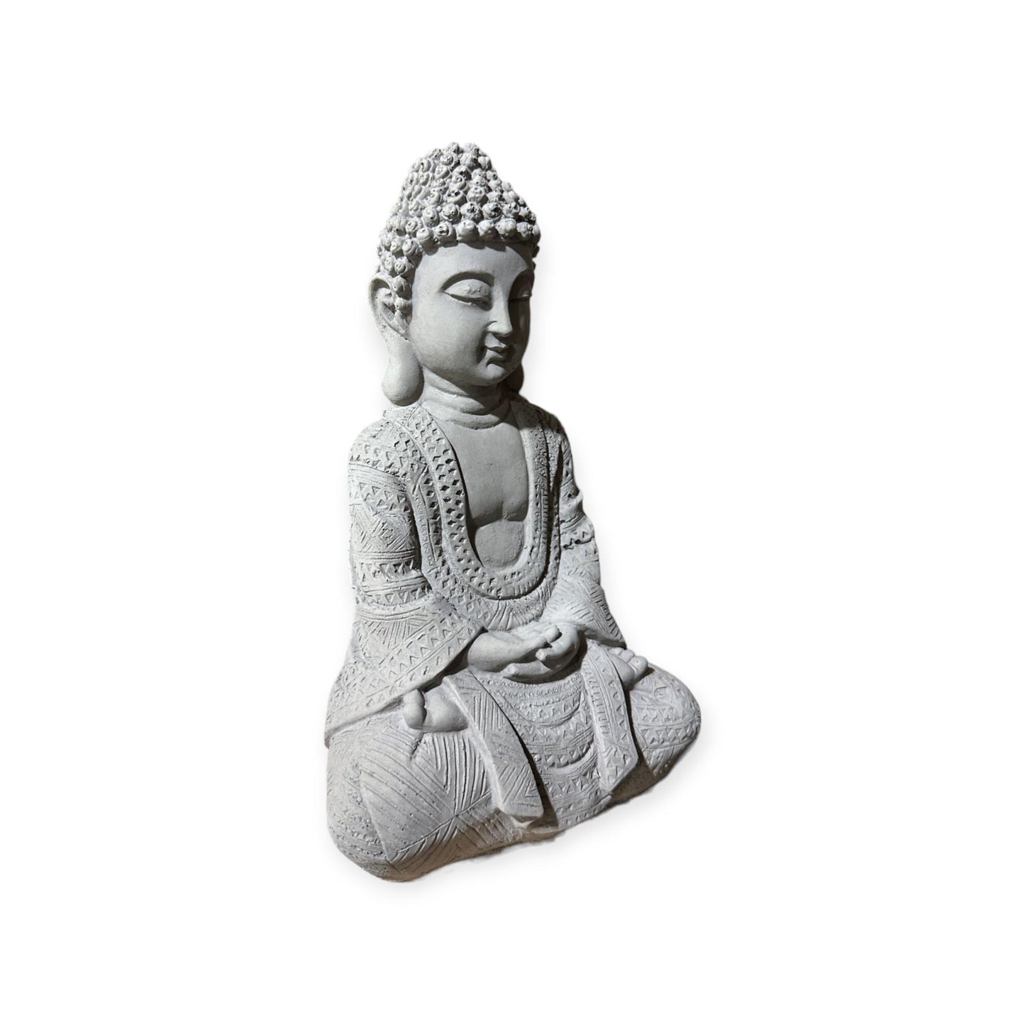 Frostsichere sitzende Buddha Steinfigur - Handgefertigt in Deutschland - H 22cm x B 14cm x T 8cm