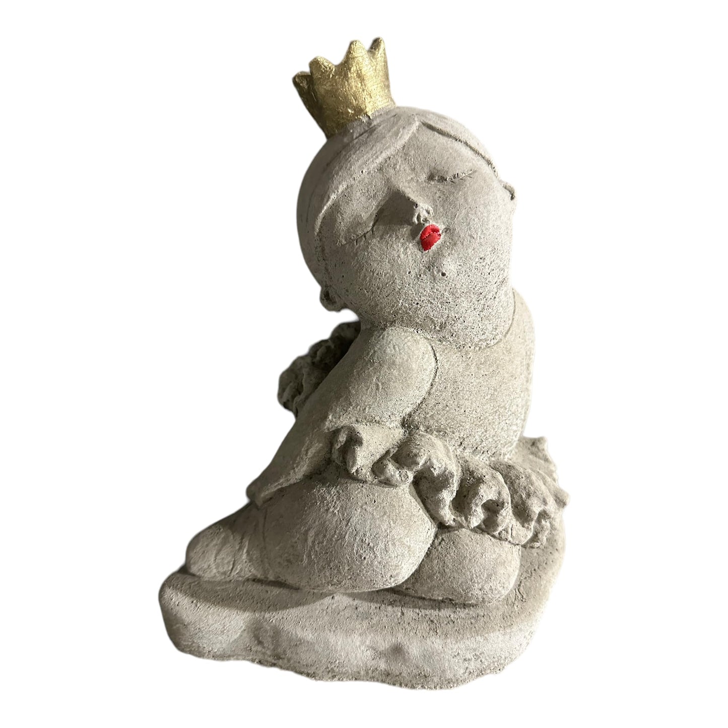 Elegante Frostbeständige Ballerina Skulptur mit Goldener Krone - Handgefertigt in Deutschland Steinfigur aus massivem Steinguss