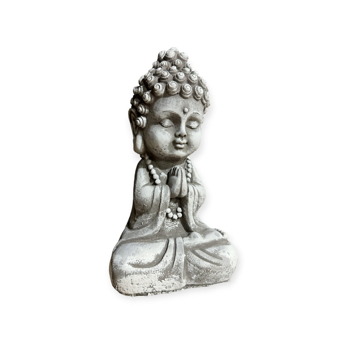 Liebenswerter Gartenmönch - Kleine Mönch-Figur für Zauberhafte Gärten (Maße H/B/T 26/12/9 cm, ca. 2,25 kg) Frostsichere Steinfigur aus Beton Grau/Weiß