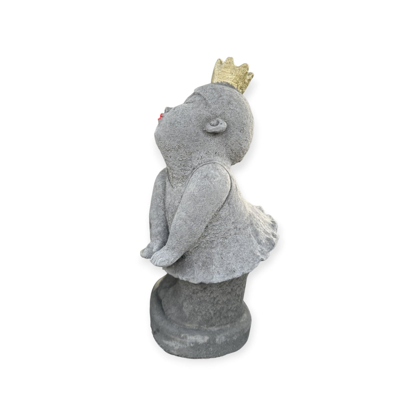 Elegante Frostbeständige Prinzessin Skulptur mit Goldener Krone H/B/T in cm 29/14/14 ca. 4kg schwer - Handgefertigt in Deutschland