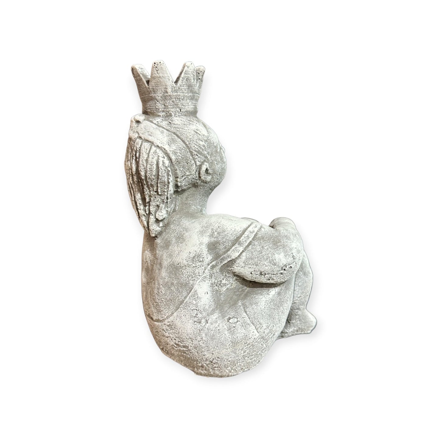 Sitzende Prinzessin mit großer Krone als robuste Steinfigur. Frostsicher. Massiv. 28cm Höhe und ca. 6,25kg Gewicht. Skulptur