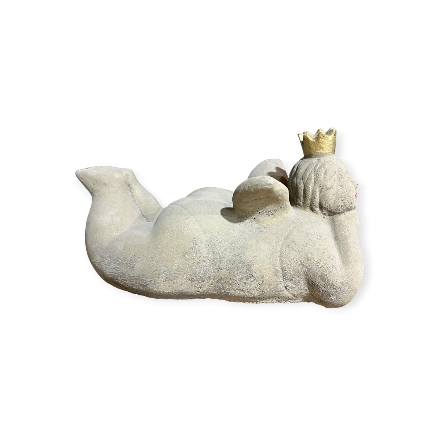 Dicke Prinzessin mit Krone - Massiver Steinguss, Handgefertigt in Deutschland, 8,4 kg, H/B/T 18/18/33