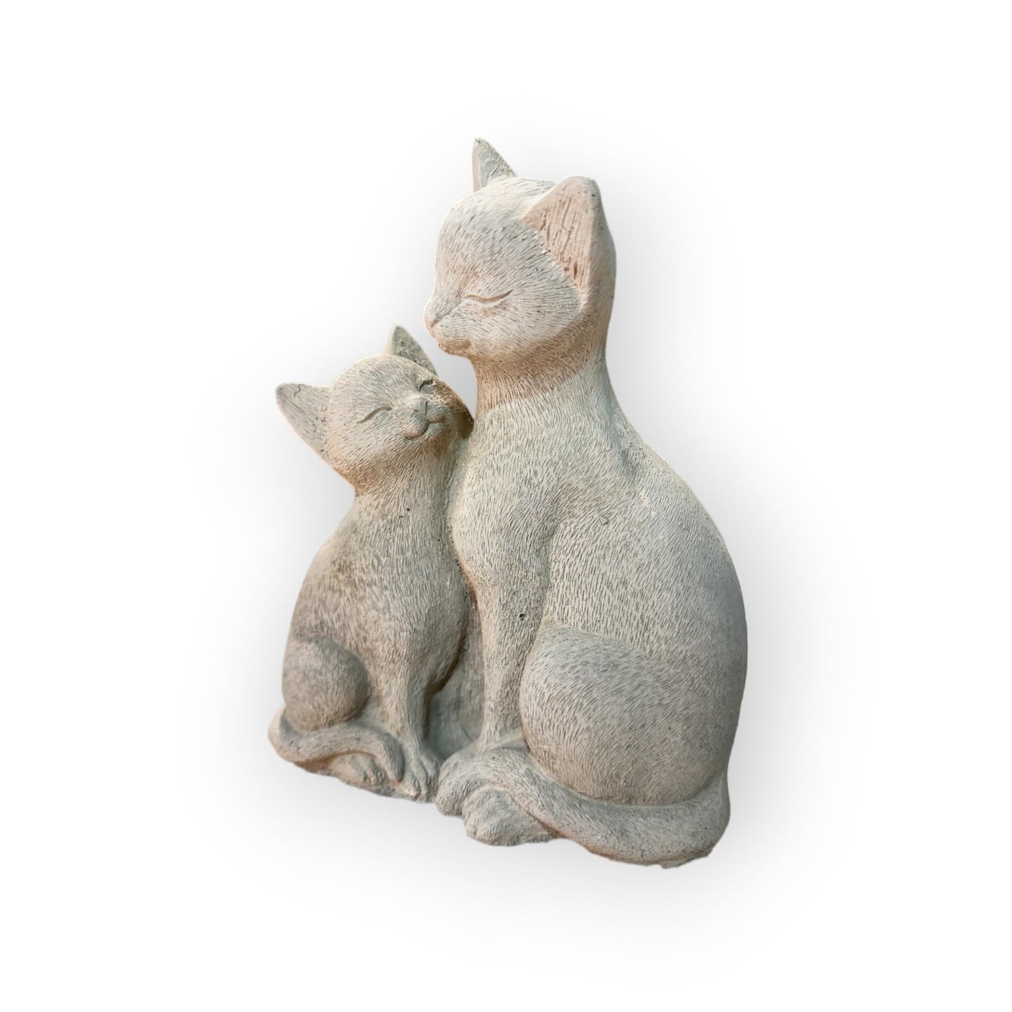 Anmutiges Katzenpaar beim Schmusen - Wetterfeste Steinguss-Skulpturen (Maße: 21/16/8 cm) für Haus und Garten