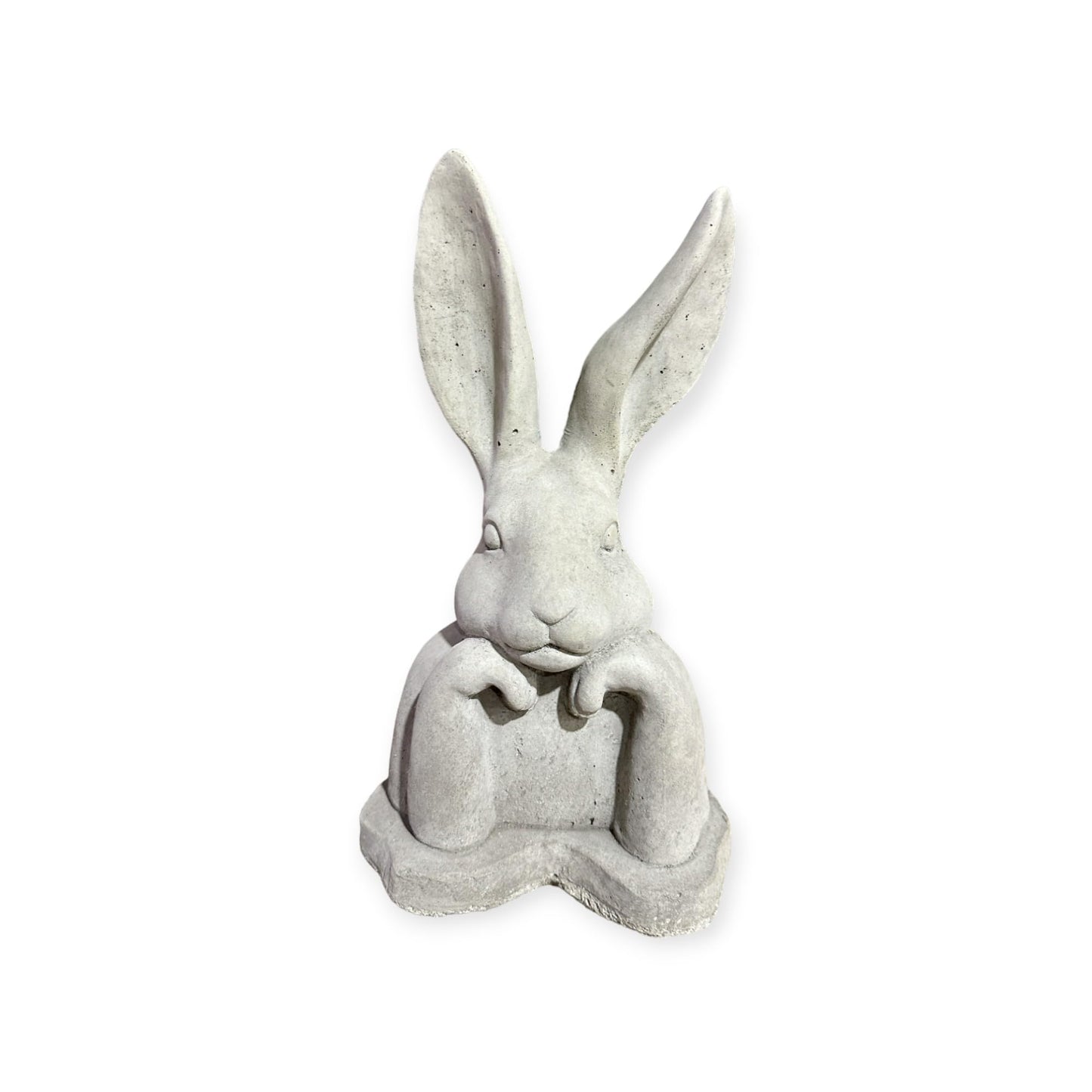 Kleiner aufgestützter Hase - Steinfigur mit stehenden Ohren (H/B/T: 31/17/13 cm, 3,5 kg) Steinguss für Haus und Garten