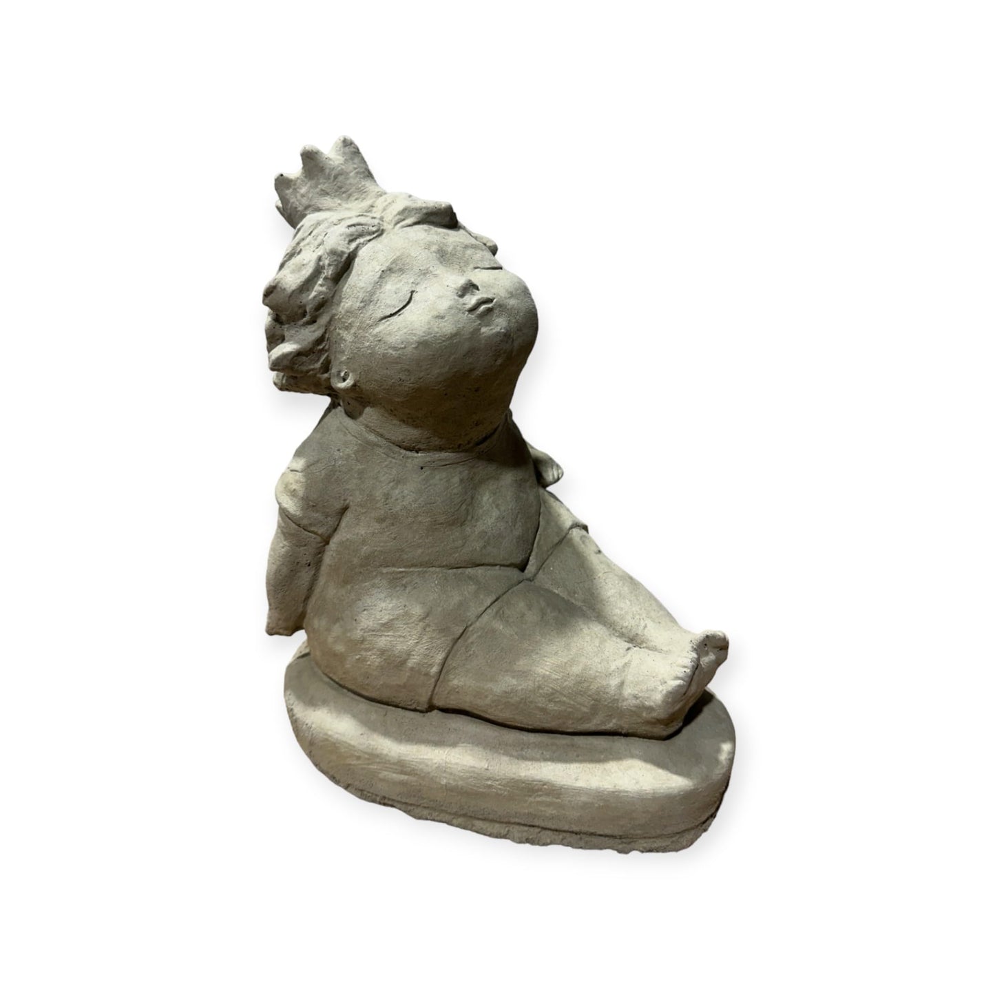 Elegante Ballerina Skulptur mit Krone, Natur unbemalt Sandfarben - Handgefertigt in Deutschland Maße H/B/T in cm 24/14/19 Frostsicher für Haus und Garten
