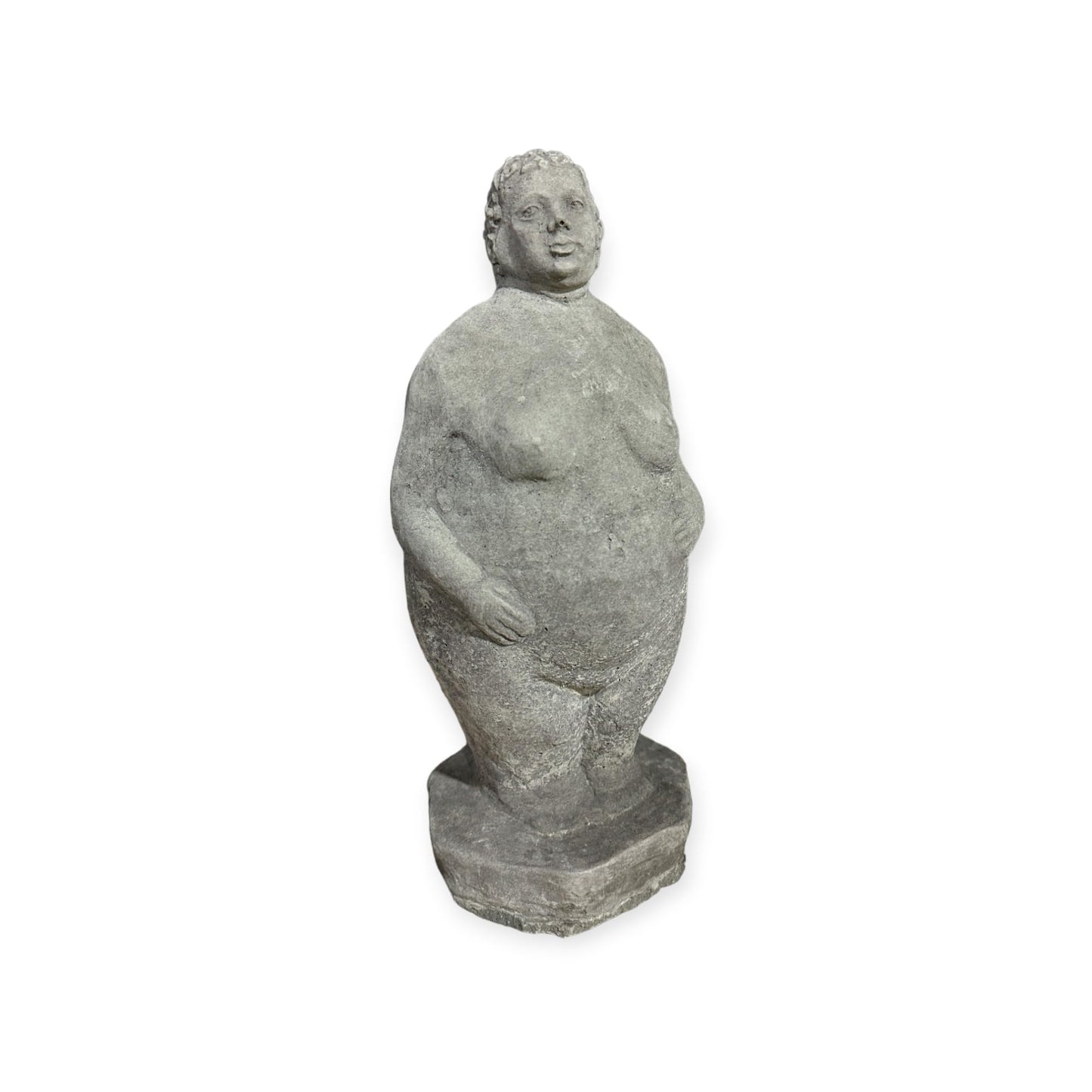 Steinfigur Dicke Dame stehend - Handarbeit aus frostsicherem Steinguss (Höhe 32cm / Breite 14cm / Tiefe 11cm)