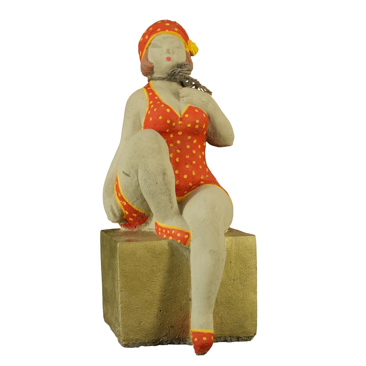 Dame Matilda – handbemalte Gartenfigur auf Sockel