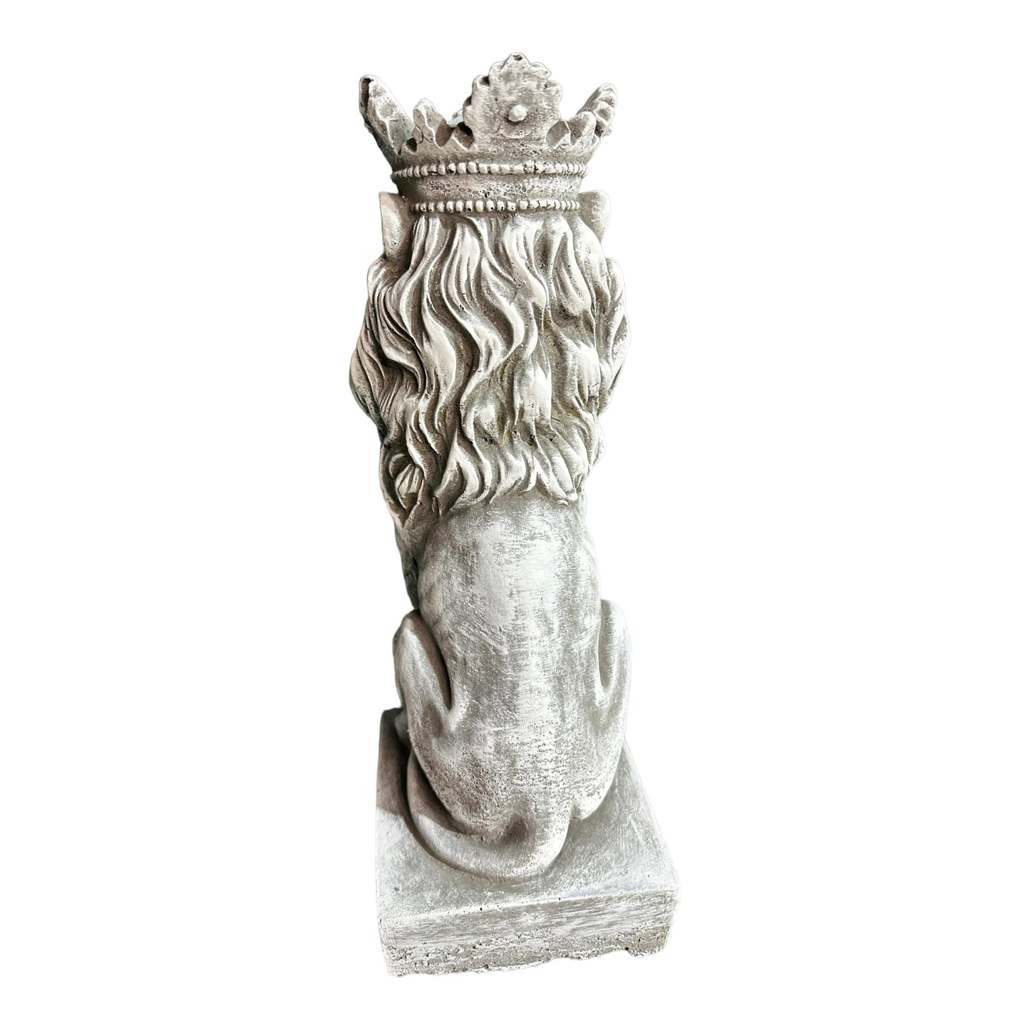 König der Löwen mit großer Krone aus frostsicherem Steinguss, Massiv mit 36cm höhe und 7kg schwer