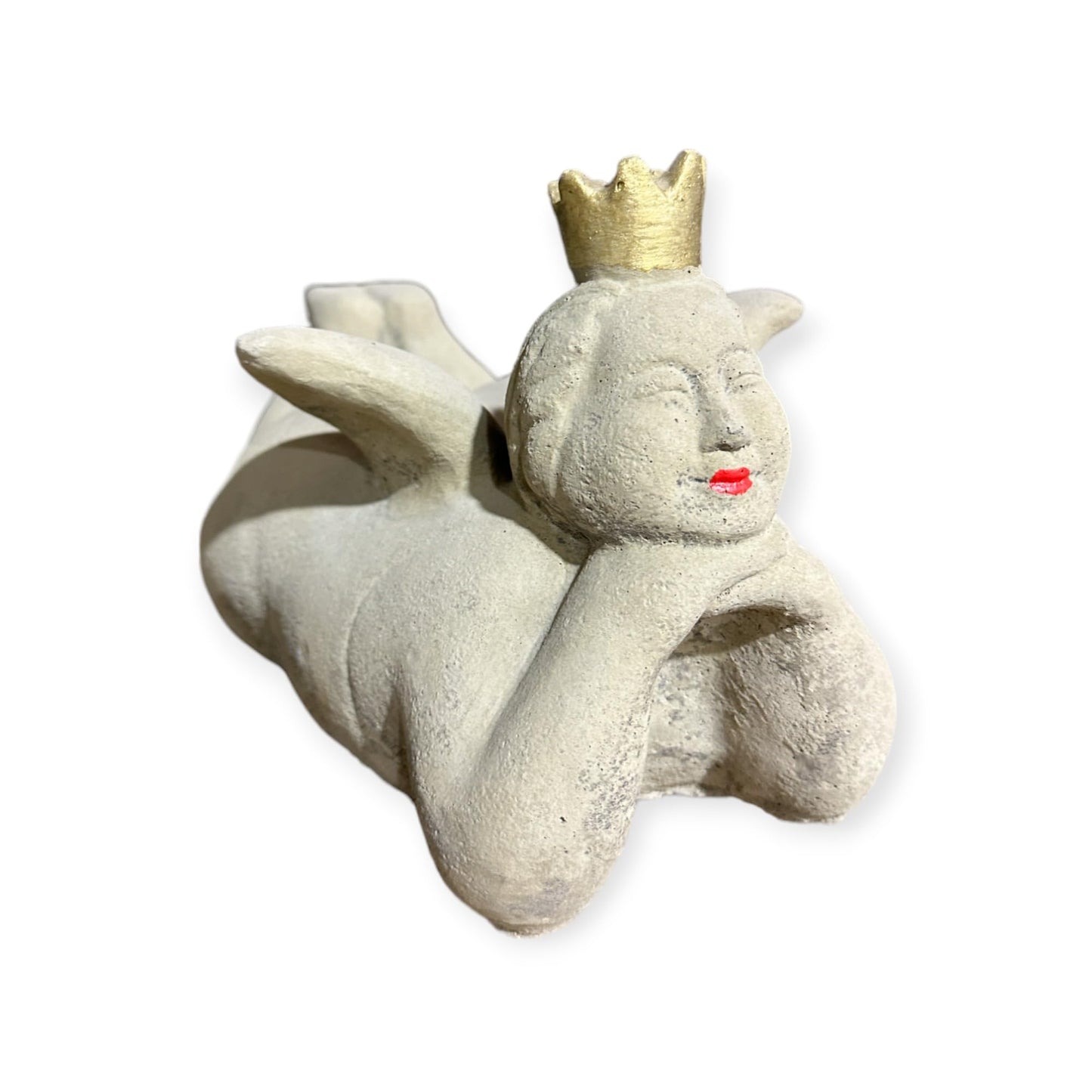 Dicke Prinzessin mit Krone - Massiver Steinguss, Handgefertigt in Deutschland, 8,4 kg, H/B/T 18/18/33