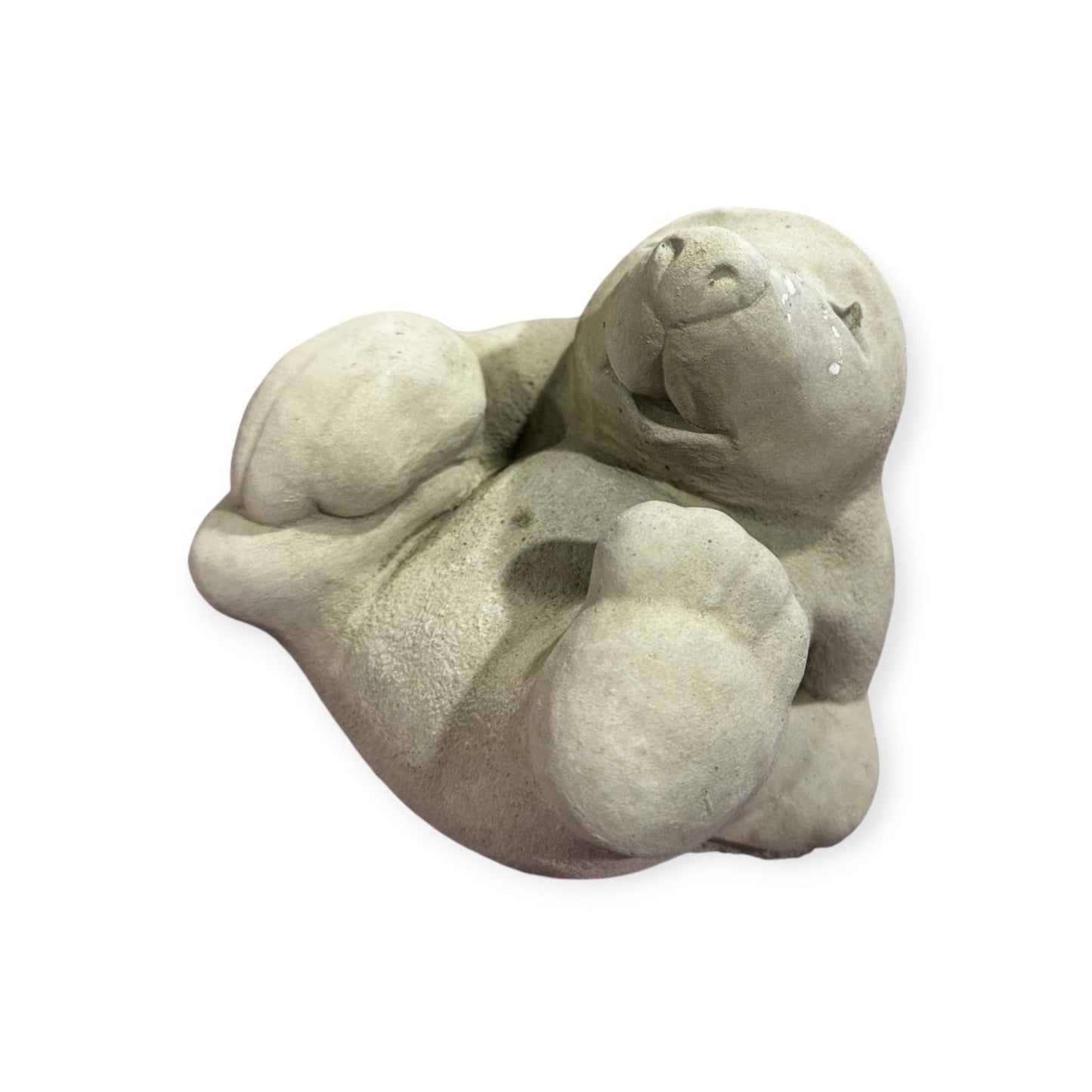 Verspielter Maulwurf auf dem Rücken liegend - Robuste Steinguss-Skulptur Maße (H/B/T): 14/15/16 cm