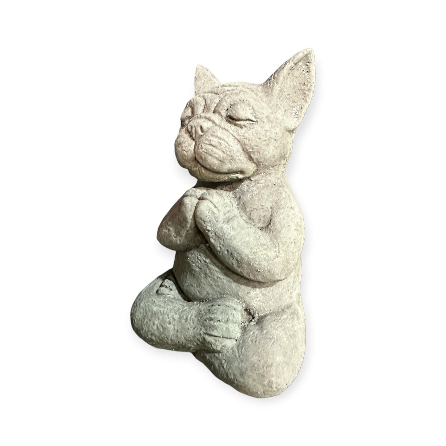 Mini Yoga Französische Bulldogge Massiv Gartenfigur Geschenkidee Höhe 14cm Gewicht ca. 1kg Frenchie