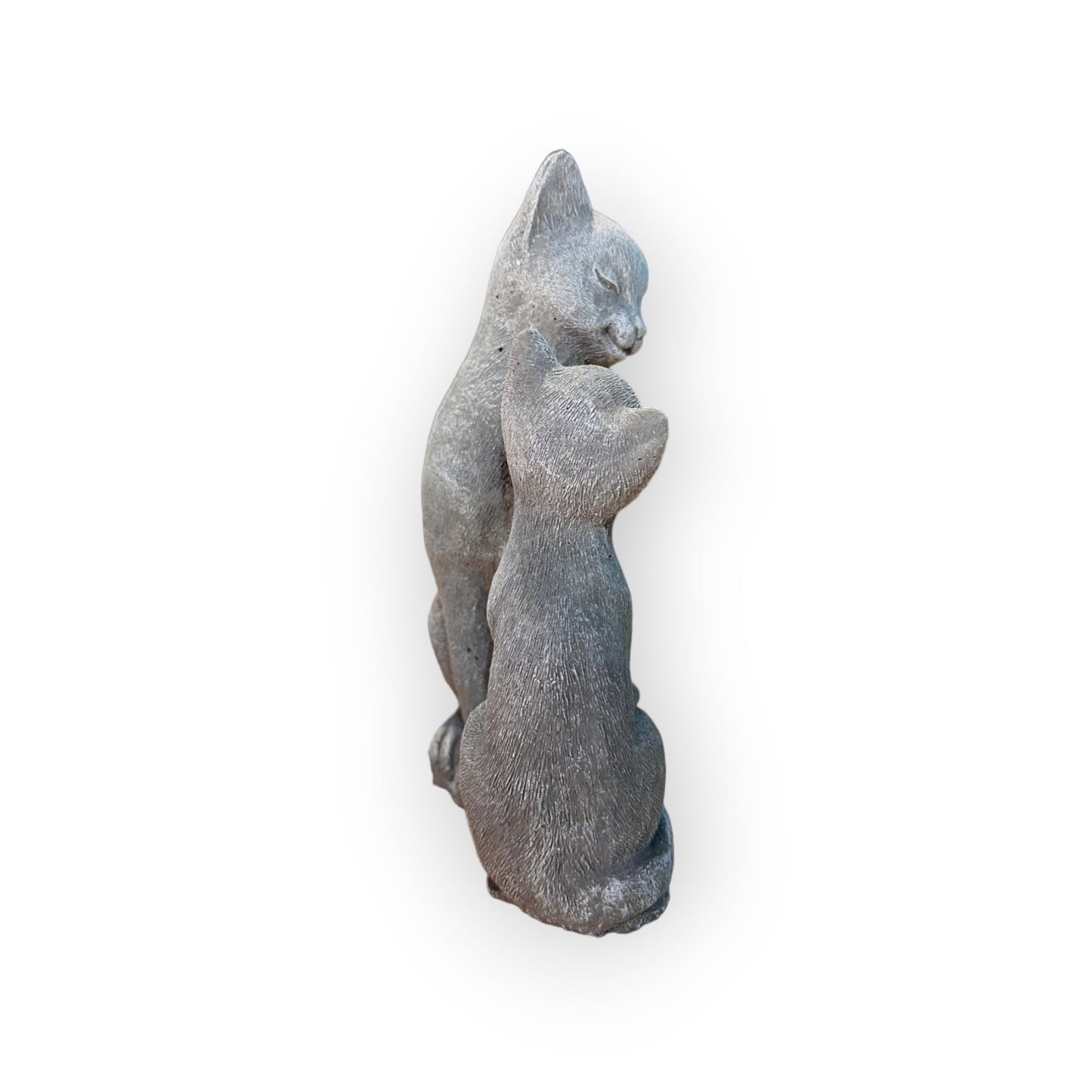 Anmutiges Katzenpaar beim Schmusen - Wetterfeste Steinguss-Skulpturen (Maße: 21/16/8 cm)